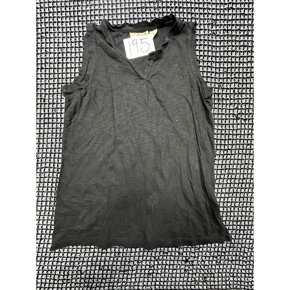 Christian Siriano Tank Top Womens XS Black Excellent Pima Cotton Ruffle Neck